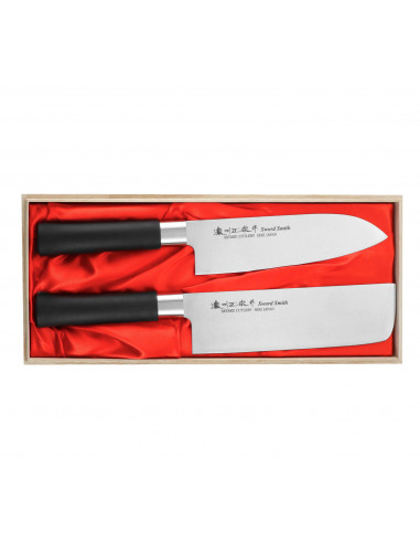 SATAKE Saku Zestaw Japoński Nóż Santoku + Nakiri