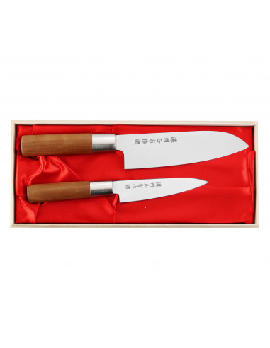 SATAKE Masamune Zestaw Japoński Nóż Santoku + Uniwersalny HG8781W