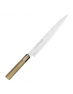Hideo Kitaoka Aogami2 Satin Damascus Nóż Yanagiba 24 cm