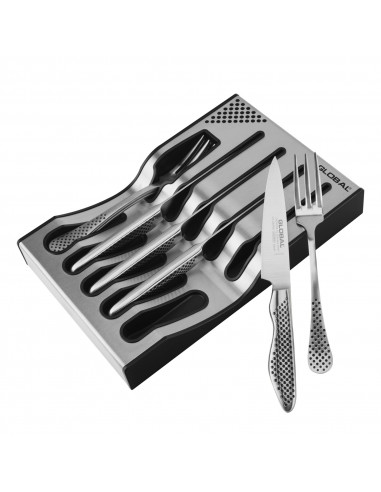 GLOBAL Zestaw noży do steków dla 4 osób z bazą Dock Steak Set G-88/4012R