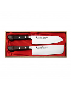 SATAKE Unique Shirogami2 Zestaw Nóż Santoku Nakiri