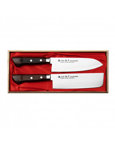 SATAKE Unique Shirogami2 Zestaw Nóż Santoku Nakiri