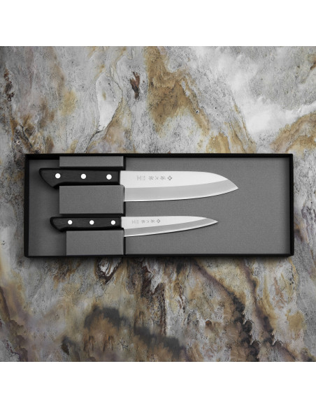 Tojiro Basic VG-10 Zestaw Nóż Santoku 16,5 cm + uniwersalny 13,5 cm