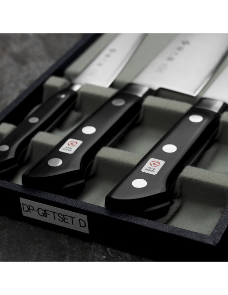 Tojiro DP3 Zestaw Nóż Szefa kuchni 21 cm + Santoku 17 cm + Uniwersalny 12 cm