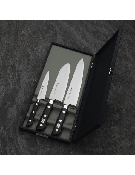 Tojiro DP3 Zestaw Nóż Szefa kuchni 21 cm + Santoku 17 cm + Uniwersalny 12 cm