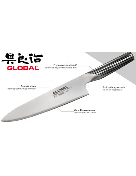 GLOBAL Japoński nóż szefa kuchni 20 cm G-2
