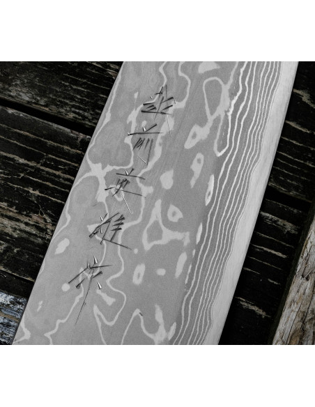 Hideo Kitaoka Nóż Shirogami Satin Deba 18 cm