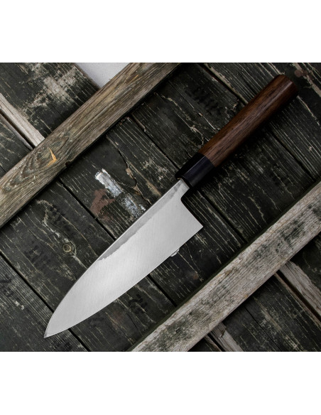 Hideo Kitaoka Nóż Shirogami Satin Deba 18 cm