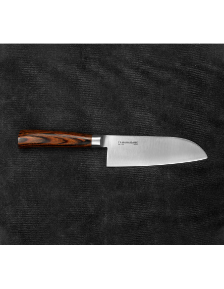 TAMAHAGANE SAN Brown Japoński Nóż Santoku 12 cm SN-1129