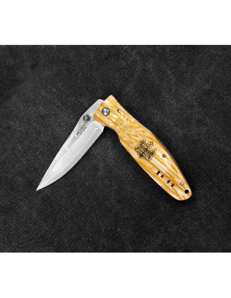 Mcusta Sengoku Yellow Pakka Damascus VG-10 8,6 cm