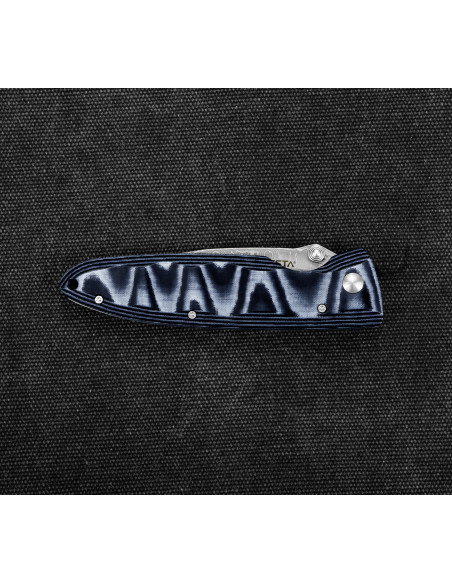 MCUSTA Classic Wave Blue Micarta Damascus 8,5 cm