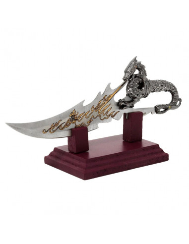 Sztylet dekoracyjny smok na podstawie 34 cm - fantasy - stal nierdzewna – SW-185