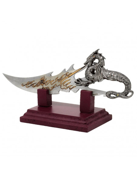Sztylet dekoracyjny smok na podstawie 34 cm - fantasy - stal nierdzewna – SW-185