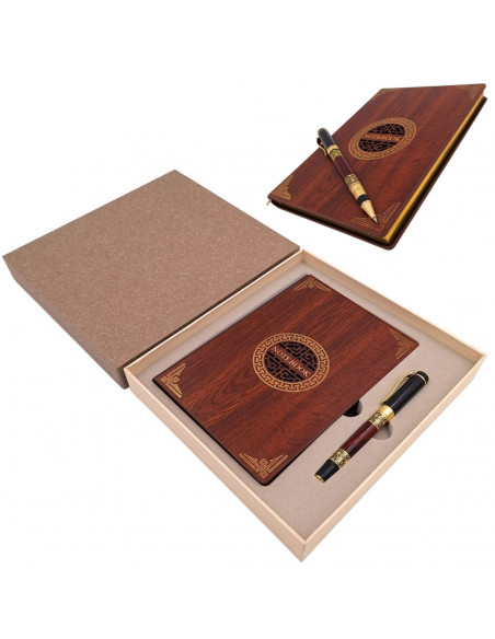 Ekskluzywny Zestaw Prezentowy Premium Notes Notatnik A5 Drewniany + Długopis – EE2