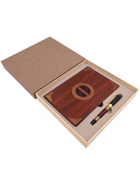 Ekskluzywny Zestaw Prezentowy Premium Notes Notatnik A5 Drewniany + Długopis – EE2