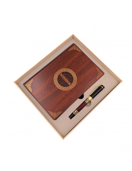Ekskluzywny Zestaw Prezentowy Premium Notes Notatnik A5 Drewniany + Długopis – EE2