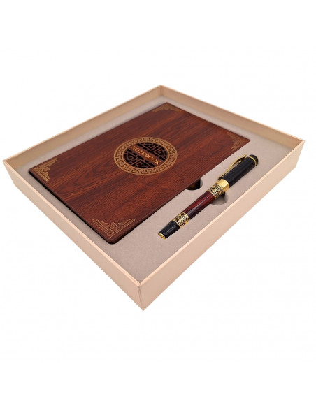 Ekskluzywny Zestaw Prezentowy Premium Notes Notatnik A5 Drewniany + Długopis – EE2