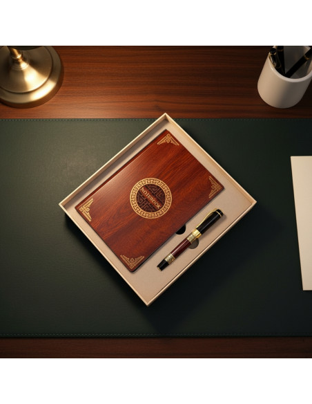 Ekskluzywny Zestaw Prezentowy Premium Notes Notatnik A5 Drewniany + Długopis – EE2