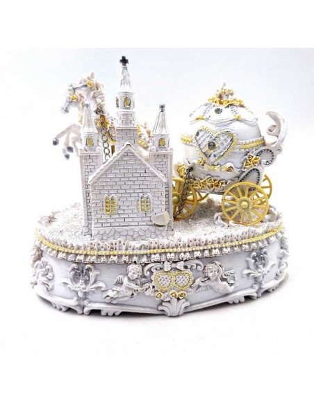 Pozytywka Bryczka Ślubna Dekoracja Prezent dla Nowożeńców – 14279