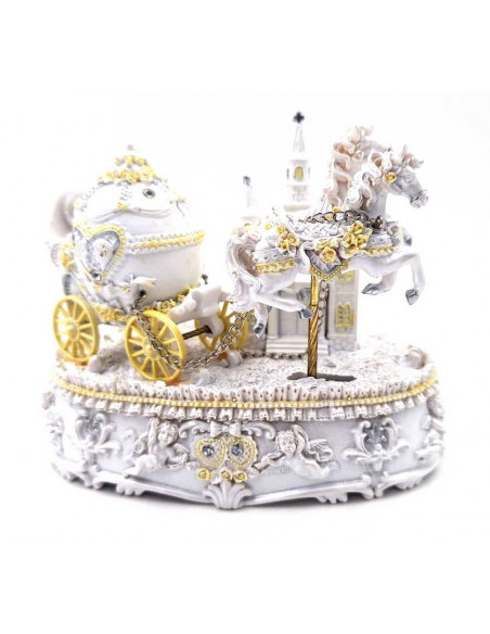 Pozytywka Bryczka Ślubna Dekoracja Prezent dla Nowożeńców – 14279