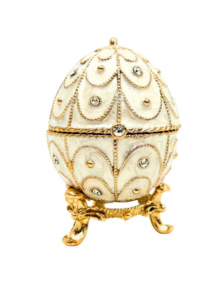 Ekskluzywne Szkatułka Jajo Fabergé Metalowa z Kryształkami - B0748-17WH