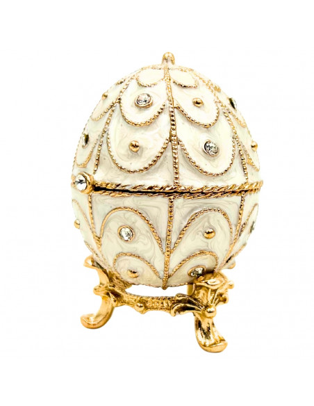 Ekskluzywne Szkatułka Jajo Fabergé Metalowa z Kryształkami - B0748-17WH