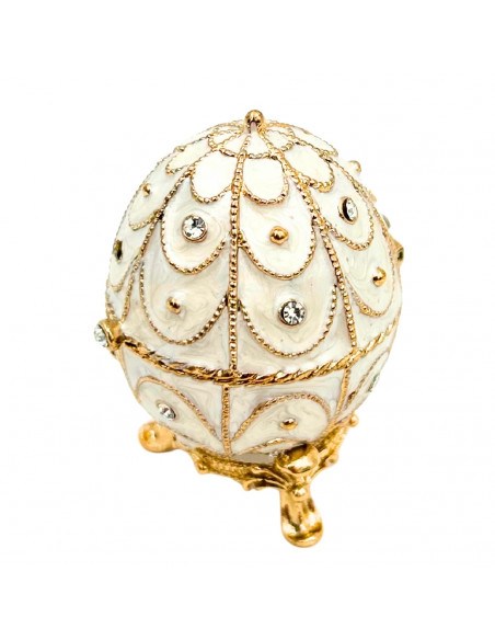 Ekskluzywne Szkatułka Jajo Fabergé Metalowa z Kryształkami - B0748-17WH
