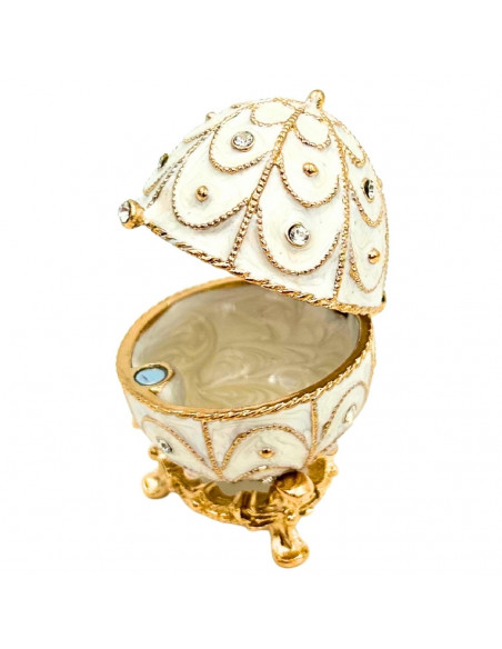 Ekskluzywne Szkatułka Jajo Fabergé Metalowa z Kryształkami - B0748-17WH