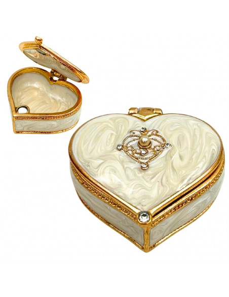 Ekskluzywne Szkatułka Pudełeczko na Biżuterię Serce z Kryształkami - B0767-06WH