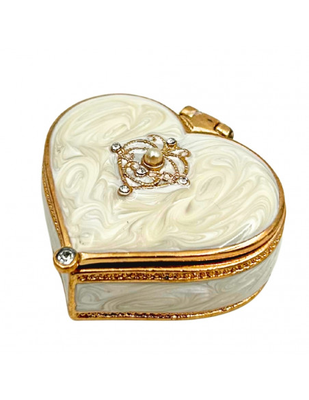 Ekskluzywne Szkatułka Pudełeczko na Biżuterię Serce z Kryształkami - B0767-06WH