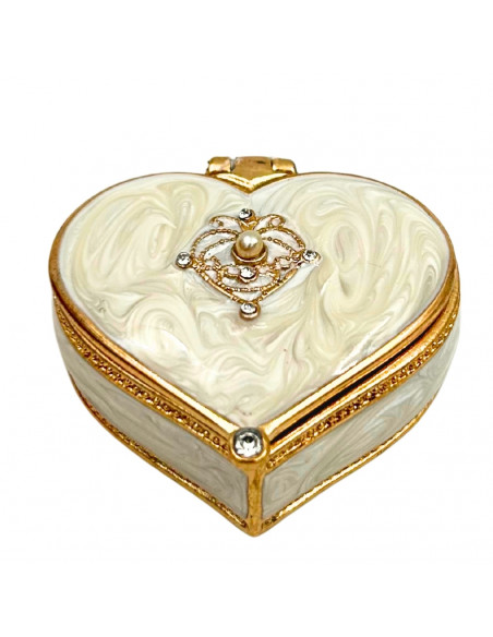 Ekskluzywne Szkatułka Pudełeczko na Biżuterię Serce z Kryształkami - B0767-06WH