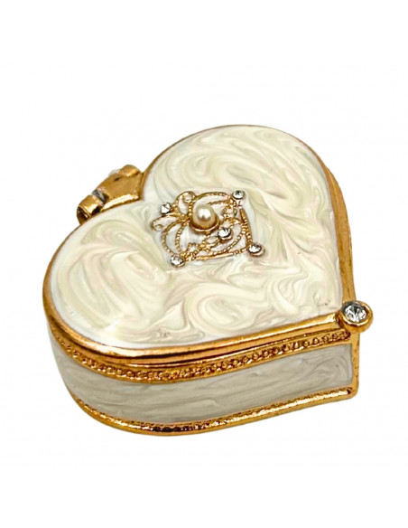 Ekskluzywne Szkatułka Pudełeczko na Biżuterię Serce z Kryształkami - B0767-06WH