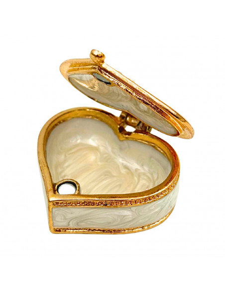 Ekskluzywne Szkatułka Pudełeczko na Biżuterię Serce z Kryształkami - B0767-06WH