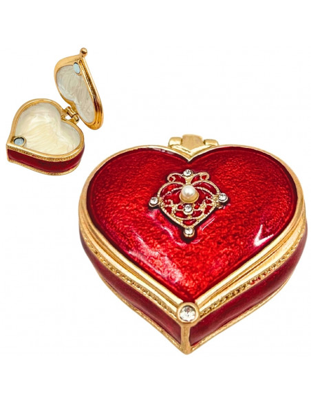Ekskluzywne Szkatułka Pudełeczko na Biżuterię - Serce z Kryształkami - B0767-06RD