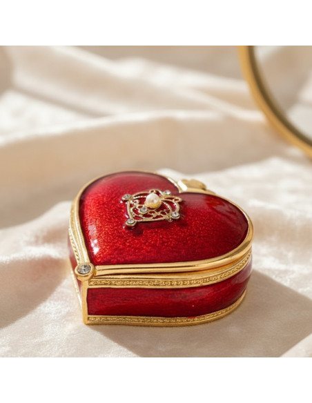 Ekskluzywne Szkatułka Pudełeczko na Biżuterię - Serce z Kryształkami - B0767-06RD
