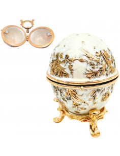 Ekskluzywne Szkatułka Jajo Fabergé Metalowa z Kryształkami - B0794-00