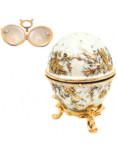 Ekskluzywne Szkatułka Jajo Fabergé Metalowa z Kryształkami - B0794-00