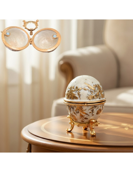 Ekskluzywne Szkatułka Jajo Fabergé Metalowa z Kryształkami - B0794-00