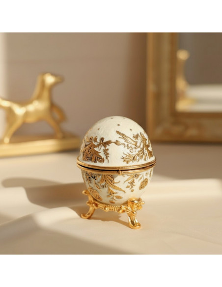 Ekskluzywne Szkatułka Jajo Fabergé Metalowa z Kryształkami - B0794-00
