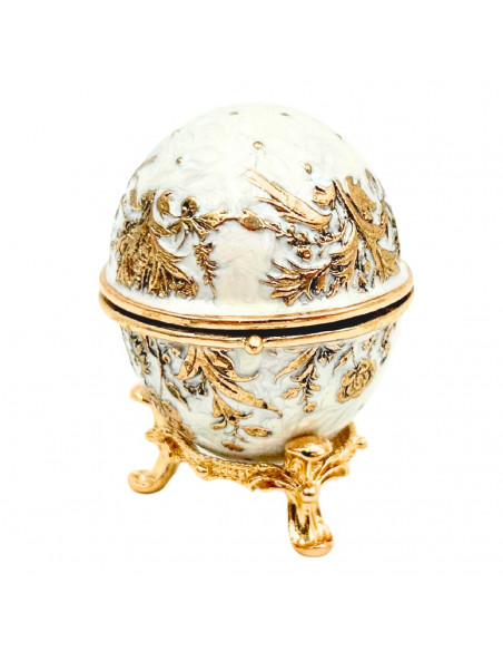 Ekskluzywne Szkatułka Jajo Fabergé Metalowa z Kryształkami - B0794-00