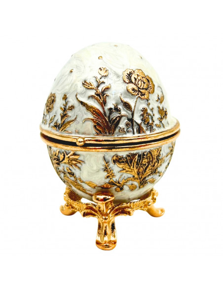 Ekskluzywne Szkatułka Jajo Fabergé Metalowa z Kryształkami - B0794-00