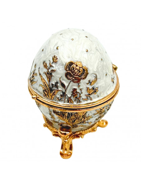 Ekskluzywne Szkatułka Jajo Fabergé Metalowa z Kryształkami - B0794-00
