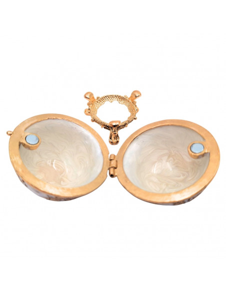 Ekskluzywne Szkatułka Jajo Fabergé Metalowa z Kryształkami - B0794-00