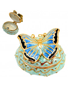 Ekskluzywne Pudełko na Biżuterię Szkatułka - Motylek z Kryształkami - B0782-00BL