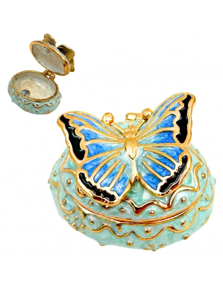 Ekskluzywne Pudełko na Biżuterię Szkatułka - Motylek z Kryształkami - B0782-00BL