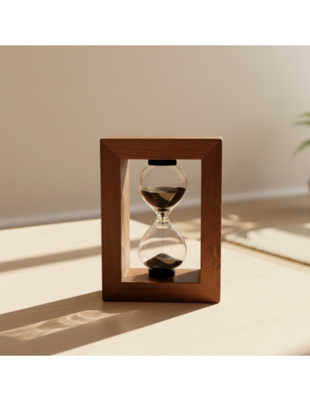Klepsydra Piaskowa 3 Minuty w Drewnianej Ramie - Elegancka Dekoracja – M123