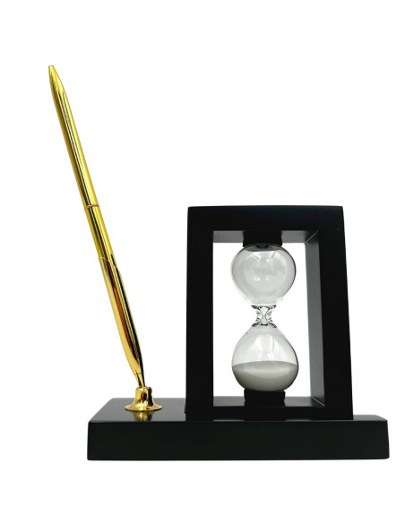 Dekoracyjny Zestaw na Biurko z Klepsydrą 3 minuty i Stojakiem na Długopis – 121W