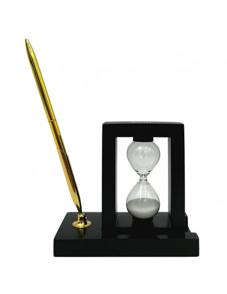 Dekoracyjny Zestaw na Biurko z Klepsydrą 3 minuty i Stojakiem na Długopis – 121W