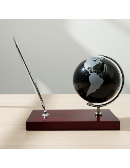 Elegancki Zestaw Dekoracyjny na Biurko Globus Stojak na Długopis - Prezent dla Szefa – WBK