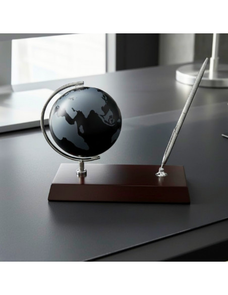 Elegancki Zestaw Dekoracyjny na Biurko Globus Stojak na Długopis - Prezent dla Szefa – WBK